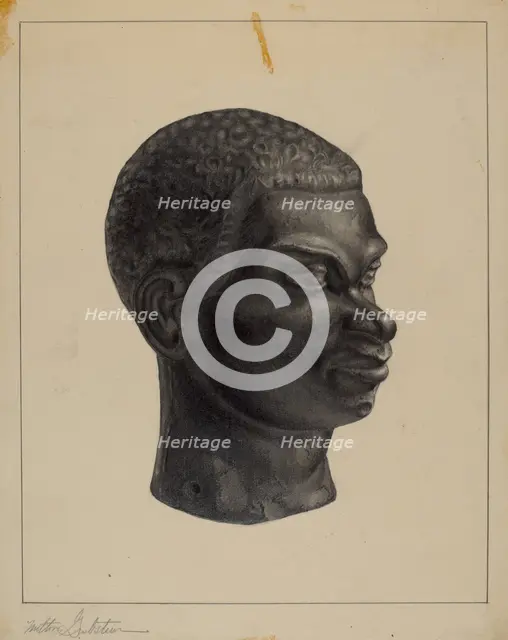 Head (Top of Hitching Post), c. 1937. Creator: Milton Grubstein.