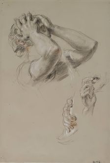 Head with Hands hiding Face, Study of Hands, c1825-1849. Creator: William Allan