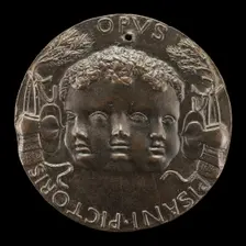 Head with Three Infantile Faces [reverse], c. 1440/1444. Creator: Pisanello