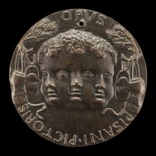 Head with Three Infantile Faces [reverse], c. 1440/1444. Creator: Pisanello