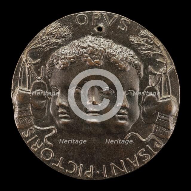 Head with Three Infantile Faces [reverse], c. 1440/1444. Creator: Pisanello.