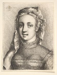 Head and shoulders of a woman with a veil and diaphanous neckware, 1645. Creator: Wenceslaus Hollar