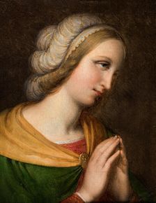 Head and shoulders portrait of a praying woman. Copy of a painting by Perugino, n.d., c1800-1860. Creator: Johan Ludvig Gebhard Lund