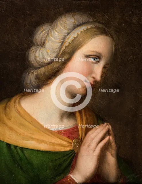 Head and shoulders portrait of a praying woman. Copy of a painting by Perugino, n.d., c1800-1860. Creator: Johan Ludvig Gebhard Lund.
