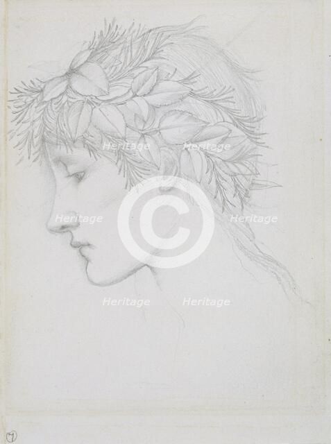 'Head crowned with leaves', 1897. Creator: Sir Edward Coley Burne-Jones.
