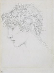 Head crowned with leaves 1897. Creator: Sir Edward Coley Burne-Jones