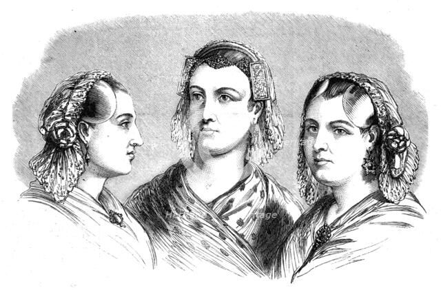 Head-dresses of Friesland women, 1861. Creator: Unknown.