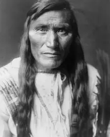 Head Dress-Atsina, c1908. Creator: Edward Sheriff Curtis