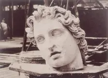 Head from one of the Colossi of Monte Cavallo, Rome, by Phidias Crystal Palace, 1852-1854. Creator: Philip Henry Delamotte