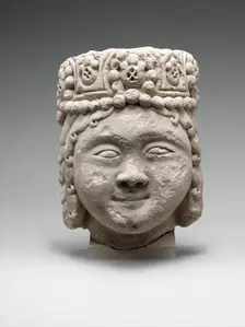 Head from a Figure with a Beaded Headdress, Iran, 12th-early 13th century. Creator: Unknown