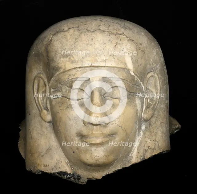 Head From a Sarcophagus, Egypt, Ptolemaic Period (332 BCE-30 BCE). Creator: Unknown.