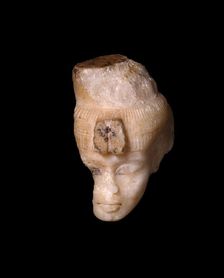 Head From a Shabti (Funerary Figurine) of Queen Tiye, Egypt, New Kingdom, Dynasty 18, Reign... Creator: Unknown