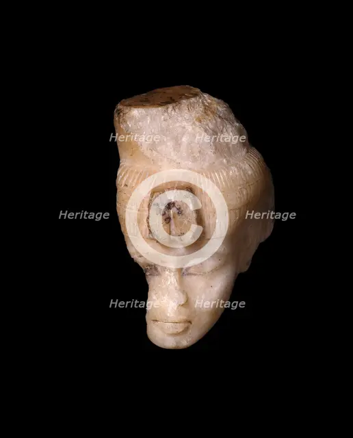 Head From a Shabti (Funerary Figurine) of Queen Tiye, Egypt, New Kingdom, Dynasty 18, Reign... Creator: Unknown.