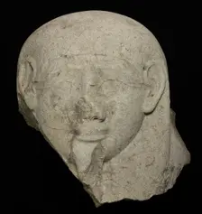 Head from an Anthropoid Sarcophagus, Egypt, Late Period/early Ptolemaic (664-220 BCE). Creator: Unknown
