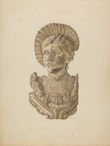 Head from Barnum Circus Wagon, c. 1937. Creator: Robert Galvin