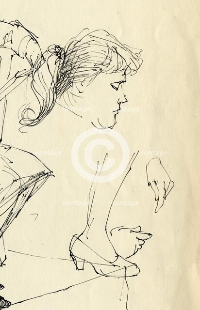 Head, hands and foot detail, 1953. Creator: Shirley Markham.