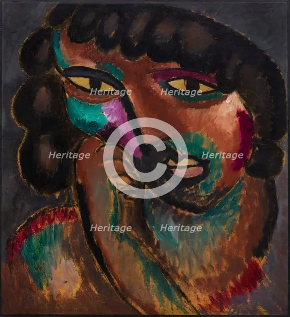 Head in Bronze Colors - Portrait of Sacharoff, 1913. Creator: Javlensky, Alexei, von (1864-1941).