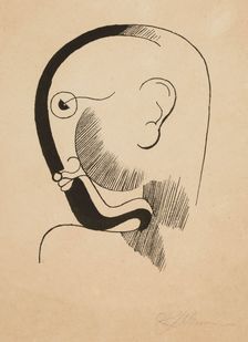 Head in profile with black contour, 1928. Creator: Schlemmer, Oskar (1888-1943)