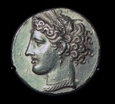 Head of Tanit on a gold tridrachm