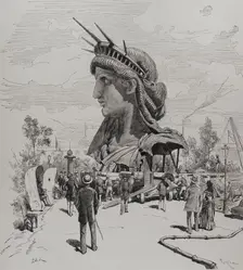 Head of the colossal statue "Liberty Illuminating the World", Paris Exposition, 1878. Creator: Tomás Carlos Capuz