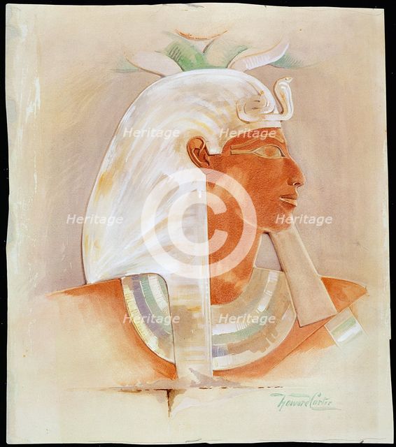 Head of the Ancient Egyptian Queen Makare Hatshepsut, (c early 20th century). Creator: Howard Carter.