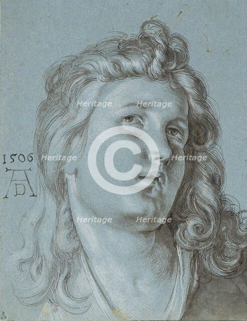 Head of the angel playing a lute (from the Feast of the Rose Garlands), 1506. Creator: Dürer, Albrecht (1471-1528).