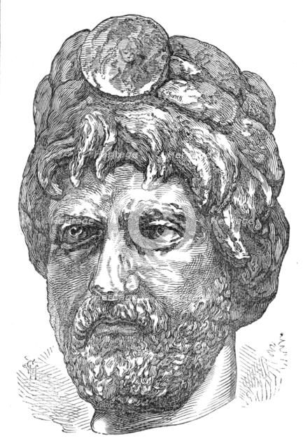 Head of the Emperor Hadrian found at Jerusalem, 1874. Creator: Unknown.