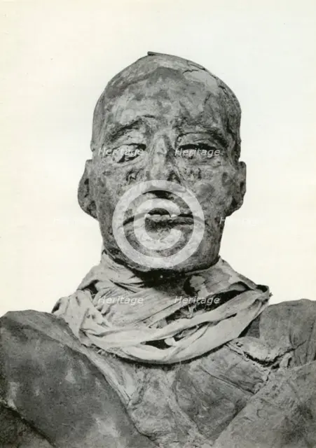 Head of the mummy of Rameses III, Ancient Egyptian pharaoh of the 20th Dynasty, c1156 BC (1926). Artist: Winifred Mabel Brunton