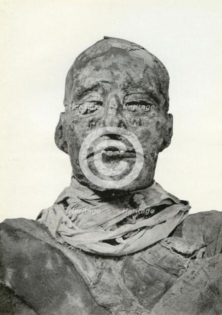 Head of the mummy of Rameses III, Ancient Egyptian pharaoh of the 20th Dynasty, c1156 BC (1926). Artist: Winifred Mabel Brunton