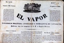 Head of the newspaper El Vapor, político, literario y mercantil de Cataluña (The Steam, politic…