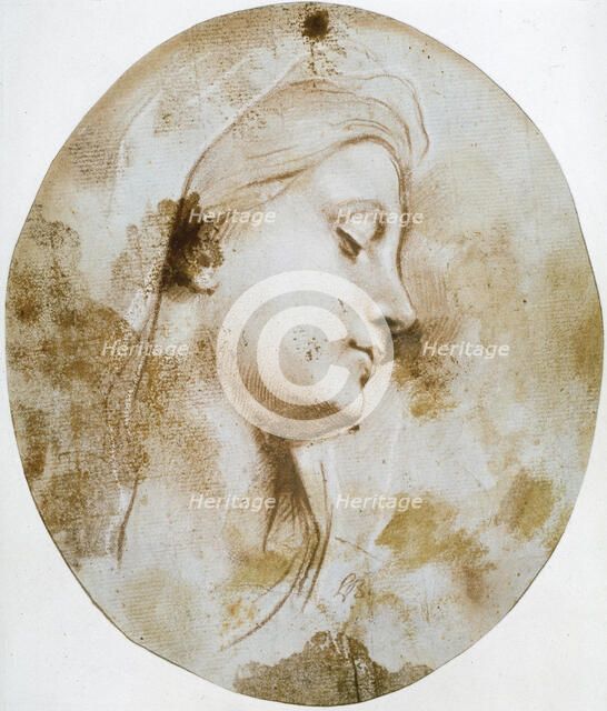 'Head of the Virgin', late 17th or 18th century.  Artist: Louis de Boullogne II