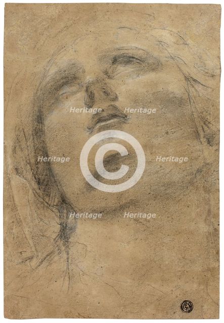 Head of the Virgin Looking Upwards, c.1615. Creator: Jacopo Cavedone.