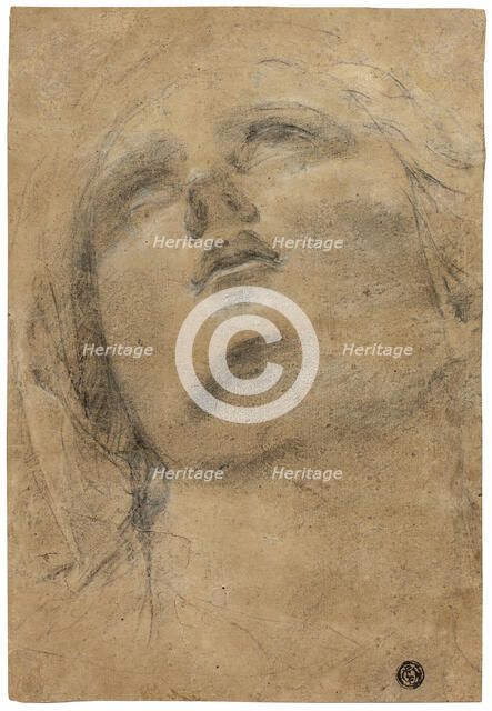 Head of the Virgin Looking Upwards, c.1615. Creator: Jacopo Cavedone.