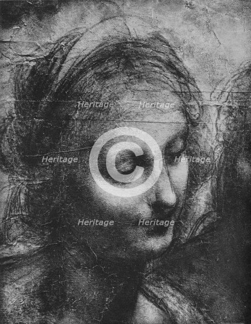 'Head of the Virgin - Virgin and Child with St. Anne and Infant St. John', c1480 (1945). Artist: Leonardo da Vinci.