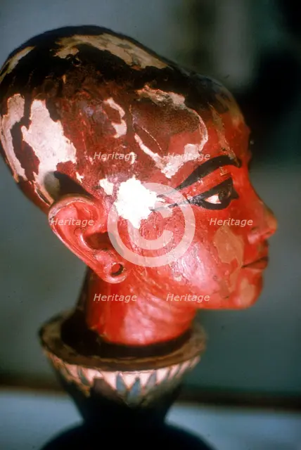 Head of Tutankhamun as a child emerging from a lotus flower. Artist: Unknown