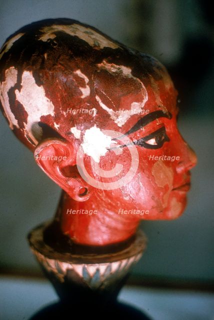 Head of Tutankhamun as a child emerging from a lotus flower. Artist: Unknown