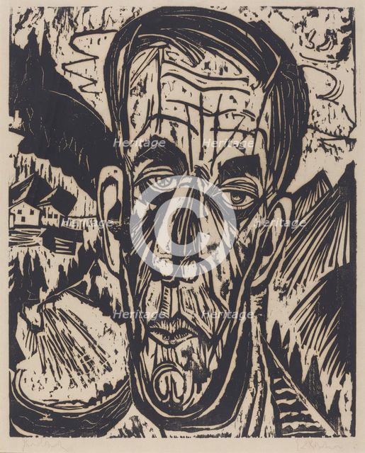 Head of van de Velde, Bright (Kopf van de Velde, Hell), 1917. Creator: Ernst Kirchner.