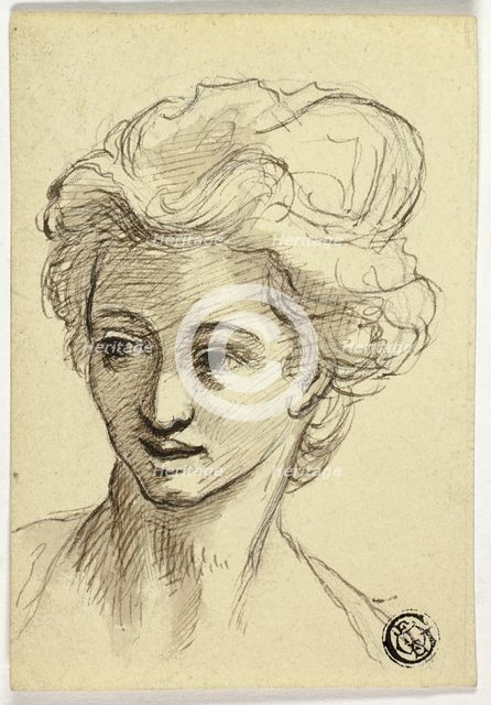 Head of Woman, Turning Left, n.d. Creator: tyle of Angelica Kauffmann Swiss, 1741-1807.