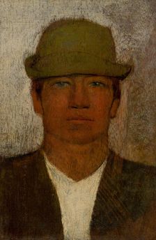 Head of Young Man in a Green Hat, 1890-1900. Creator: Ladislav Mednyanszky