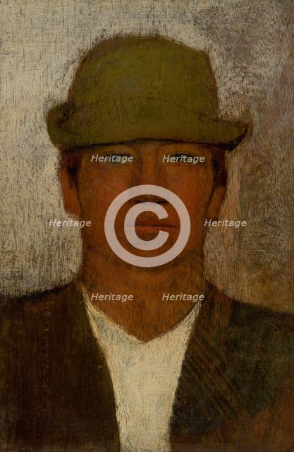 Head of Young Man in a Green Hat, 1890-1900. Creator: Ladislav Mednyanszky.