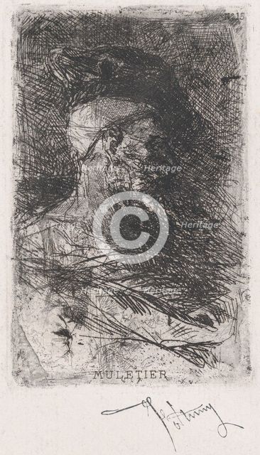 Head of a muleteer facing right, ca. 1860-70. Creator: Mariano Jose Maria Bernardo Fortuny y Carbo.