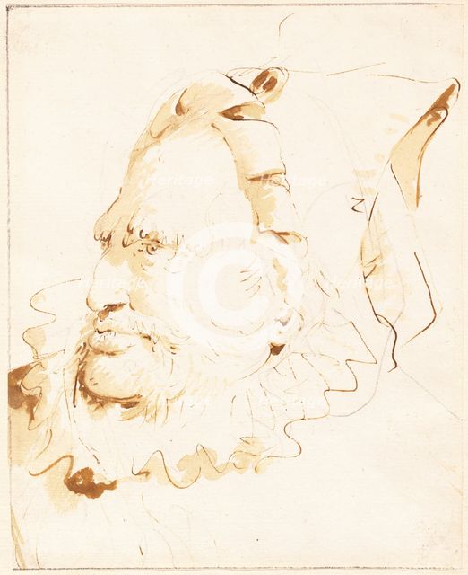 Head of a Magician, c. 1760. Creator: Giovanni Battista Tiepolo.