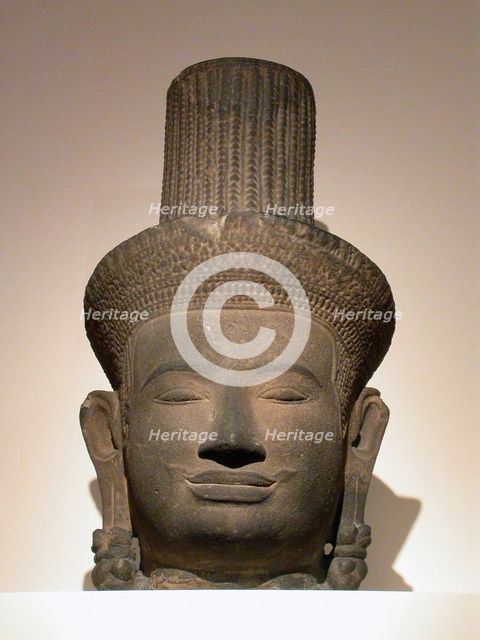 Head of a Male Deity (Deva), Angkor period, 10th/11th century. Creator: Unknown.