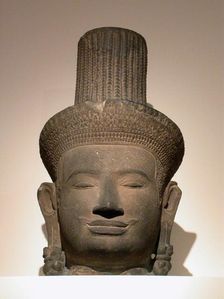 Head of a Male Deity (Deva), Angkor period, 10th/11th century. Creator: Unknown
