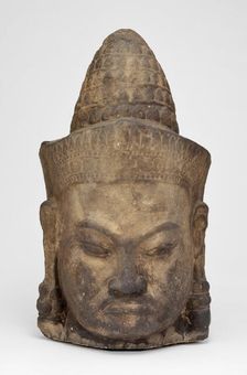 Head of a Male Deity (Deva), Angkor period, late 12th-early 13th century. Creator: Unknown