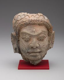 Head of a Male Deity (Deva), Haripunjaya period, 11th/12th century. Creator: Unknown