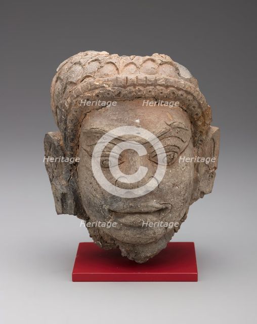 Head of a Male Deity (Deva), Haripunjaya period, 11th/12th century. Creator: Unknown.