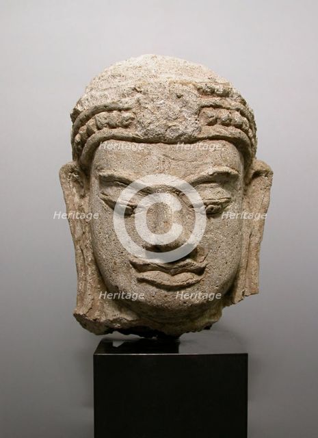 Head of a Male Deity (Deva), Haripunjaya period, 11th/12th century. Creator: Unknown.