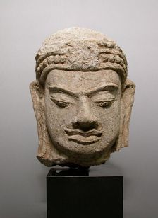 Head of a Male Deity (Deva), Haripunjaya period, 11th/12th century. Creator: Unknown