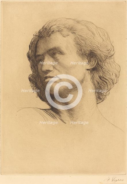 Head of a Man (Tete d'homme), 1877. Creator: Alphonse Legros.